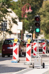 Baustellenampel zeigt Grün