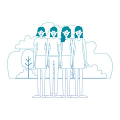 group of women in the field characters