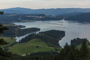 Amazing Sunset Landscape of Dospat  Reservoir, Smolyan Region, Bulgaria