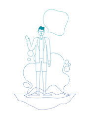 young man with speech bubble character