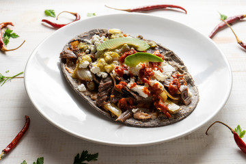 Mexican huarache of cecina beef