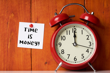 Clock On Wooden Table - Time Is Money