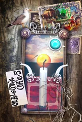 Poster Mystieke en surrealistische achtergrond met kaars © Rosario Rizzo