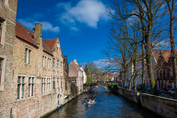 Canals of the historical and beautiful Bruges town in Belgium