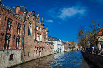 Canals of the historical and beautiful Bruges town in Belgium