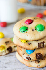 American biscuits with colorful chocolate sweets m&m