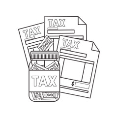 tax document with jar money