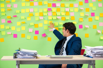 Businessman having trouble with his priorities