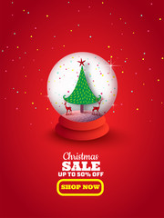 Merry Christmas and Happy New Year. Christmas sale. Holiday background. paper craft style