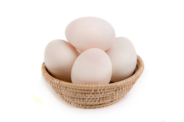 Eggs in the basket Isolated on White Background