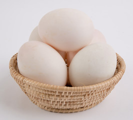 Eggs in the basket Isolated on White Background