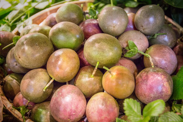 Fresh tropical fruit - Passionfruit - in the basket