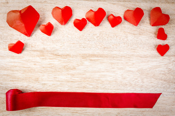 Valentines day background on Wooden table with copy space