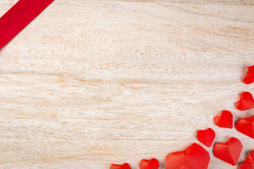 Valentines day background on Wooden table with copy space