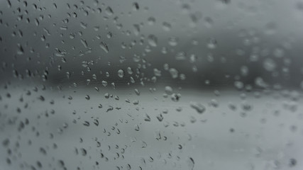 Water droplets on glass.