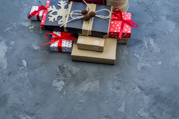 Packing a New Year's and Christmas gift kraft paper