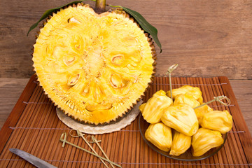 Chempedak, A Type Of Jackfruit on old wooden
