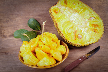 Tropical Jack Fruit on the wood background