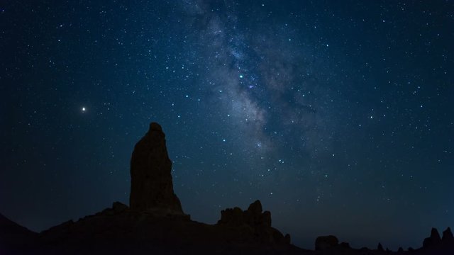 Perseid Meteor Shower Milky Way Over Trona Pinnacles Rock Formation in Mojave Desert California