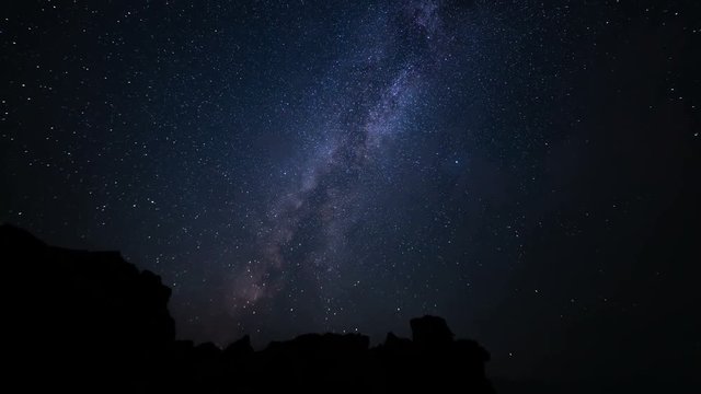 Perseid Meteor Shower Milky Way Over Volcanic Rocks Sierra Nevada Mountains in California USA
