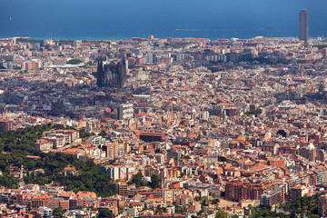 Fototapeta na wymiar Panoramic view of Barcelona Spain