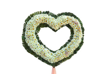 Heart of invent from flower to used for wedding on white background.
