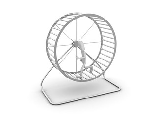 Man runs inside the wheel