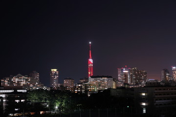 福岡シーサイドももち夜景風景（レッド版）