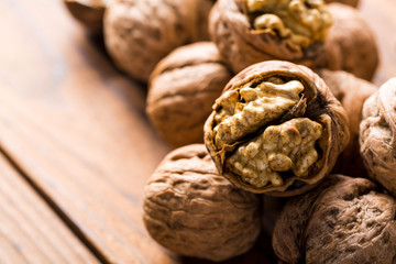 Fresh walnut on table