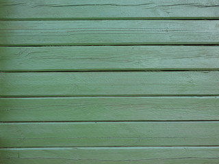 Wall of green wooden planks