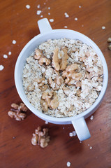 healthy cup of nuts and oats