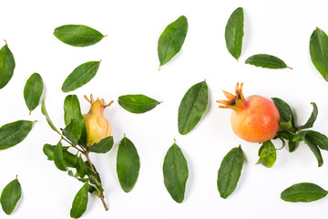 Pomegranate fruit on a white background