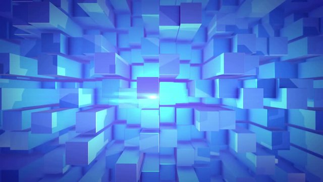 A futuristic 3d rendering of light blue columns sticking out under the bright beams. They are shot like a vertical panorama and generate the mood of innovation and optimism.
