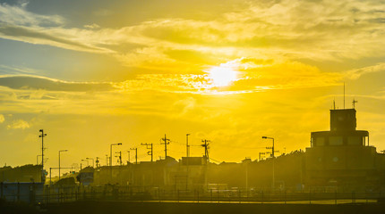 beautiful sunset and street view in kamakura Japan