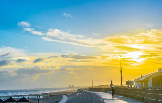 beautiful sunset and street view in kamakura Japan