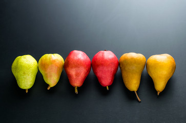Artistic still life anjou and barlett colorful pears