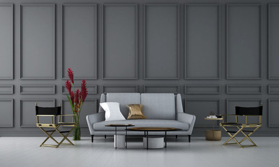 Luxury living room interior design and black texture wall pattern backgroun