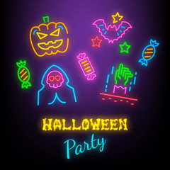 halloween party neon symbols