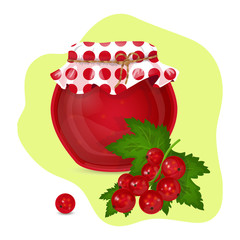 Vector illustration of red currants jam.