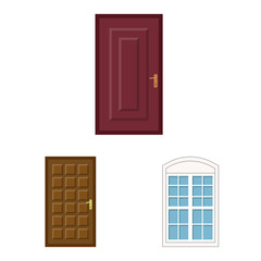 Vector design of door and front icon. Set of door and wooden stock vector illustration.