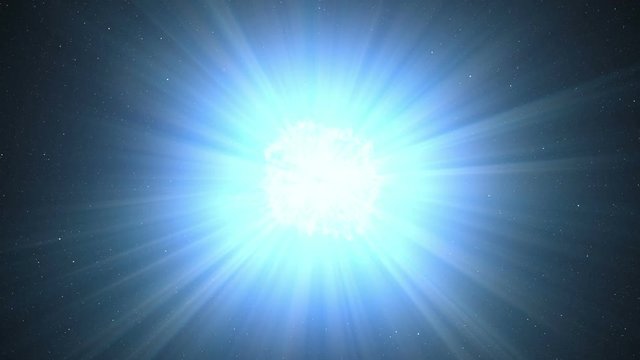 Blue spherical explosion in space