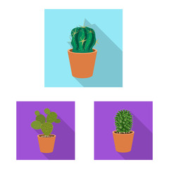 Vector illustration of cactus and pot icon. Collection of cactus and cacti vector icon for stock.