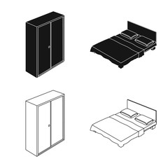 Vector design of bedroom and room logo. Collection of bedroom and furniture vector icon for stock.