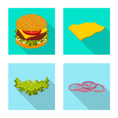 Isolated object of burger and sandwich sign. Set of burger and slice stock vector illustration.