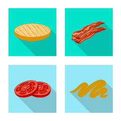 Vector illustration of burger and sandwich symbol. Set of burger and slice vector icon for stock.