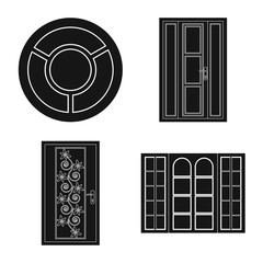Vector illustration of door and front sign. Collection of door and wooden stock vector illustration.