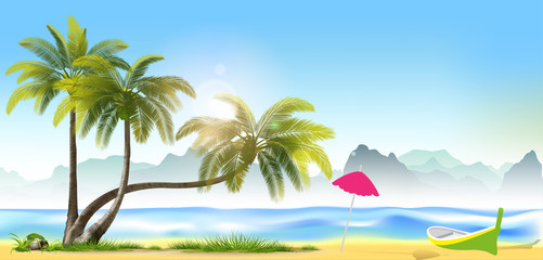 Fototapeta na wymiar Tropical beach vector background.