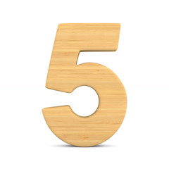 Number five on white background. Isolated 3D illustration