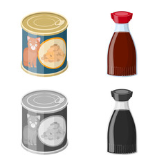 Vector design of can and food icon. Collection of can and package stock vector illustration.