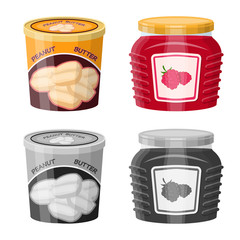 Isolated object of can and food symbol. Set of can and package stock vector illustration.